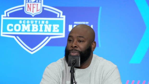 Tennessee Titans general manager Ran Carthon speaks during a press conference during the NFL Scouting Combine at Indiana Convention Center.